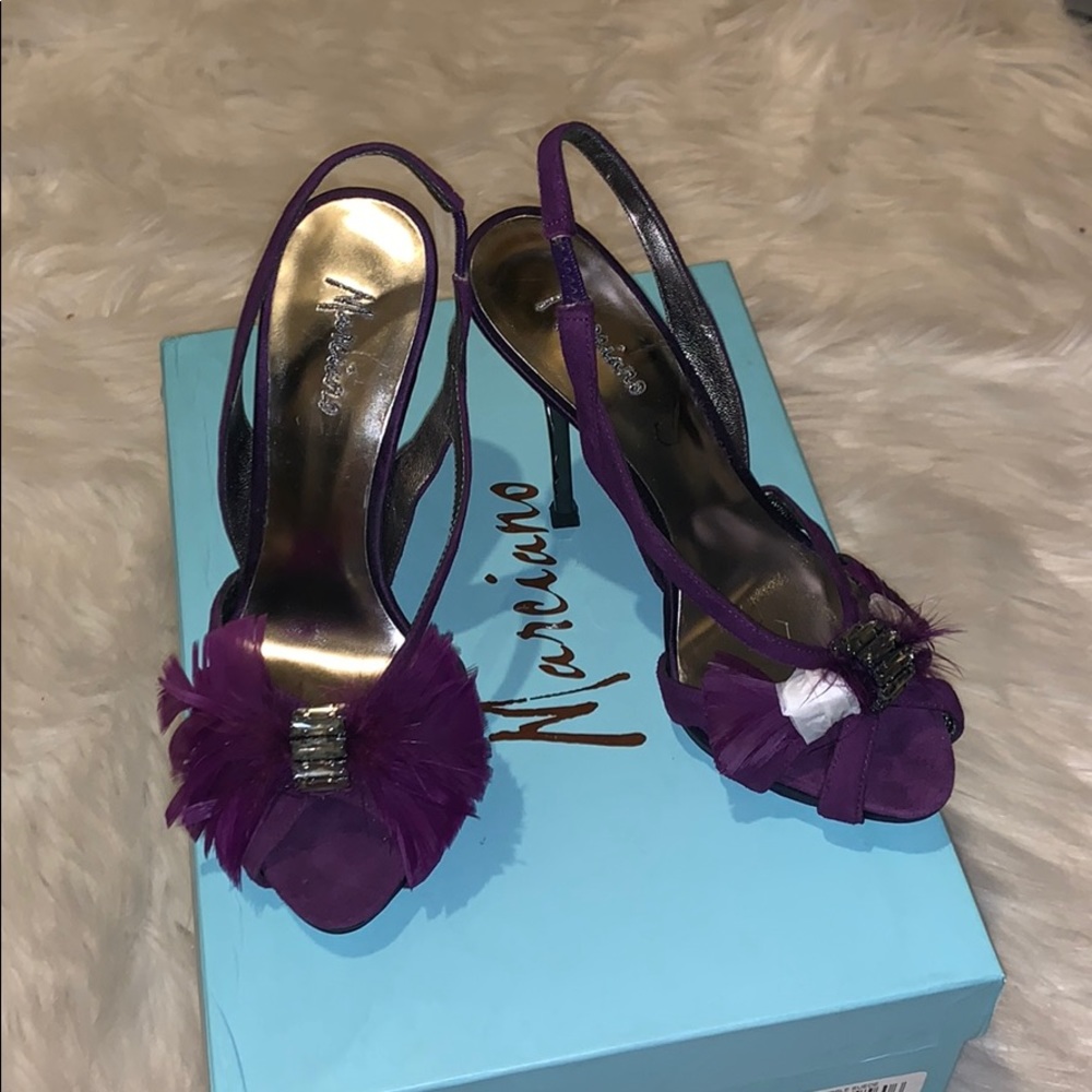 NWT Marciano Plum Purple Suede Heels